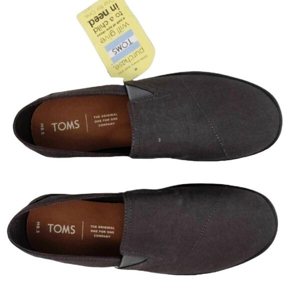New TOMS Charcoal Pico Canvas Loafer Flat Sneakers Size 8.5 Slip on Round Toes - Picture 13 of 14